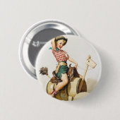 Cowgirl Riding Pin up Ronde Button 5,7 Cm (Voorkant /achterkant)