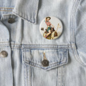 Cowgirl Riding Pin up Ronde Button 5,7 Cm (In situ)