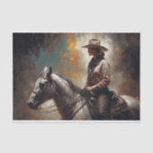 Cowgirl Riding White Horse Sunset Decoupage Tissuepapier (Voorkant)