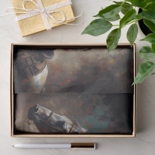 Cowgirl Riding White Horse Sunset Decoupage Tissuepapier (Geschenk)