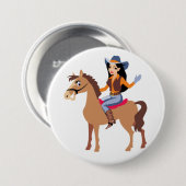 Cowgirl Rijden Een Paard Button (Voorkant /achterkant)