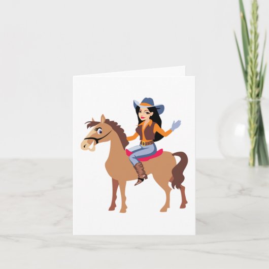 Cowgirl Rijden Een Paard Note Cards Kaart (Voorkant)