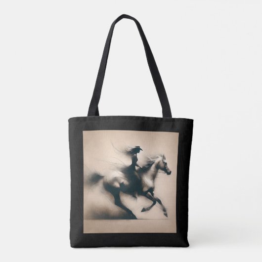 Cowgirl Rijden op een Paard, Westerne Cowgirl Tote Bag (Achterkant)