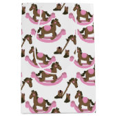 Cowgirl Rocking Horse Baby Roze Medium Cadeauzakje (Voorkant)