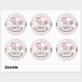 Cowgirl Rocking Horse Western Baby shower Ronde Sticker (Vel)