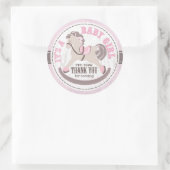 Cowgirl Rocking Horse Western Baby shower Ronde Sticker (Tas)