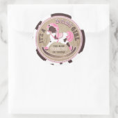 Cowgirl Rocking Horse Western Baby shower Ronde Sticker (Tas)