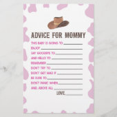 Cowgirl Rodeo advies Baby shower Game Activiteit Briefpapier (Voorkant)