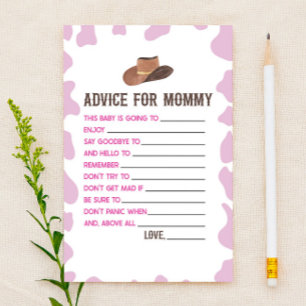 Cowgirl Rodeo advies Baby shower Game Activiteit Briefpapier