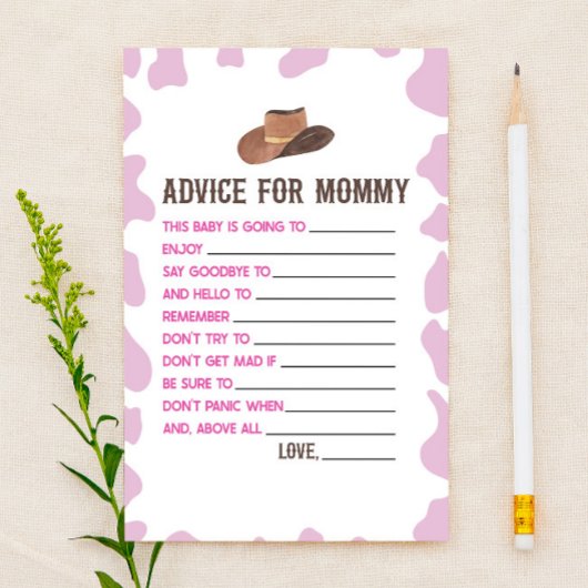 Cowgirl Rodeo advies Baby shower Game Activiteit Briefpapier