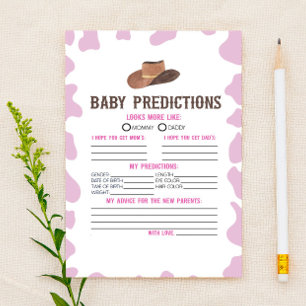 Cowgirl Rodeo Baby shower voorspellingen activitei Briefpapier