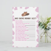 Cowgirl Rodeo die weet mama Baby shower spel Briefpapier (Staand voorkant)
