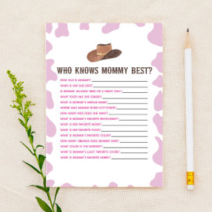 Cowgirl Rodeo die weet mama Baby shower spel Briefpapier