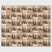  cowgirl rodeo historische foto collage cadeaupapier (Vlak)
