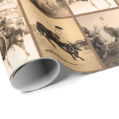  cowgirl rodeo historische foto collage cadeaupapier (Rol Hoek)