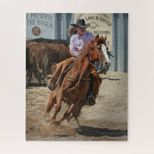 Cowgirl Rodeo Horse Horseback Ride Westerne sport Legpuzzel