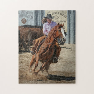 Cowgirl Rodeo Horse Horseback Ride Westerne sport Legpuzzel