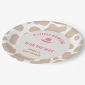 Cowgirl Rodeo Koe Print Meisje Baby shower Papieren Bordje (Gekanteld)