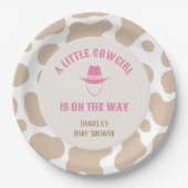 Cowgirl Rodeo Koe Print Meisje Baby shower Papieren Bordje (Voorkant)