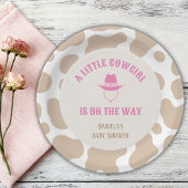 Cowgirl Rodeo Koe Print Meisje Baby shower Papieren Bordje