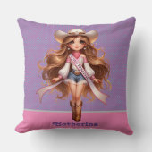 Cowgirl Rodeo Prinses 1 Gepersonaliseerd Kussen (Voorkant)