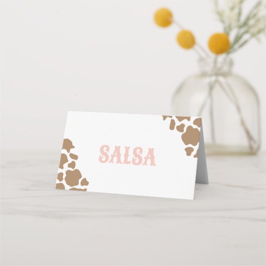 Cowgirl Rodeo Verjaardag Eten Labels Plaatskaartje (Voorkant)