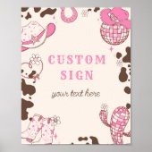 Cowgirl Rodeo verjaardag roze bruin Custom teken Poster (Voorkant)