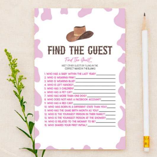 Cowgirl Rodeo Vind het gast Baby shower spel Briefpapier