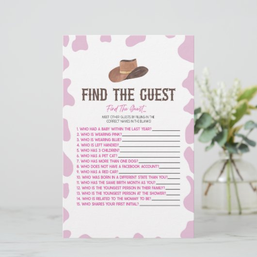 Cowgirl Rodeo Vind het gast Baby shower spel Briefpapier (Staand voorkant)