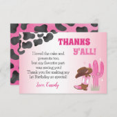 Cowgirl Rodeo Western 1e Verjaardag Dank u Kaarten (Voorkant / Achterkant)