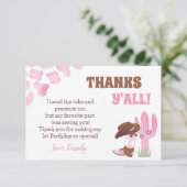 Cowgirl Rodeo Western 1e Verjaardag Dank u Kaarten (Staand voorkant)