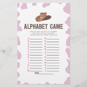Cowgirl Rodeo Western alfabet Baby shower spel Briefpapier