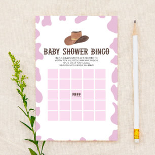 Cowgirl Rodeo Western Bingo Baby shower Spel Briefpapier