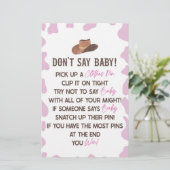 Cowgirl Rodeo Western Don't Say Baby shower Game Briefpapier (Staand voorkant)