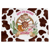 Cowgirl rodeo westerne verjaardag gepersonaliseerd groot cadeauzakje (Voorkant)