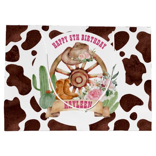 Cowgirl rodeo westerne verjaardag gepersonaliseerd groot cadeauzakje (Achterkant)