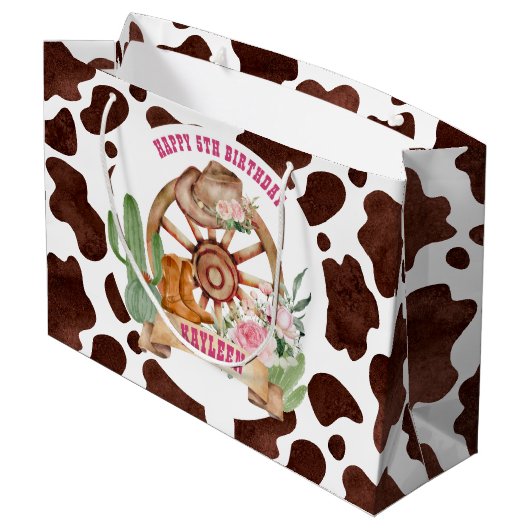 Cowgirl rodeo westerne verjaardag gepersonaliseerd groot cadeauzakje (Achterkant Gekanteld)