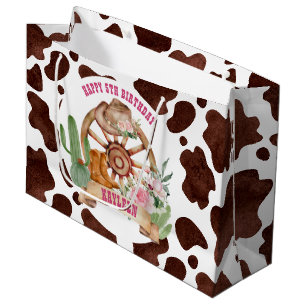 Cowgirl rodeo westerne verjaardag gepersonaliseerd groot cadeauzakje