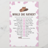 Cowgirl Rodeo wil dat ze liever Baby shower spel Briefpapier (Voorkant)