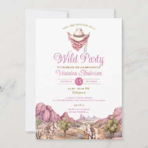 Cowgirl Rodeo Wild Party Westerne Ranch Verjaardag Kaart