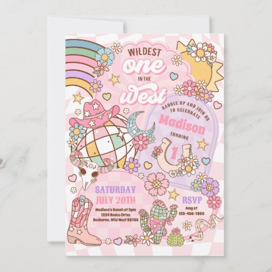 Cowgirl Rodeo Wildest Een in het Westen 1e verjaar Kaart (Voorkant)