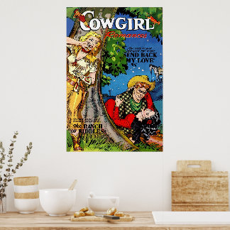 Cowgirl Romance De Verraad Vintage Strips Poster