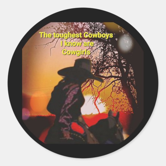 Cowgirl Ronde Sticker (Voorkant)