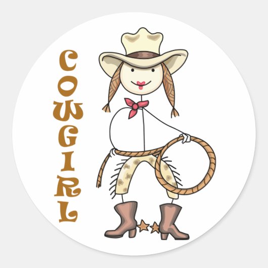 Cowgirl Ronde Sticker (Voorkant)