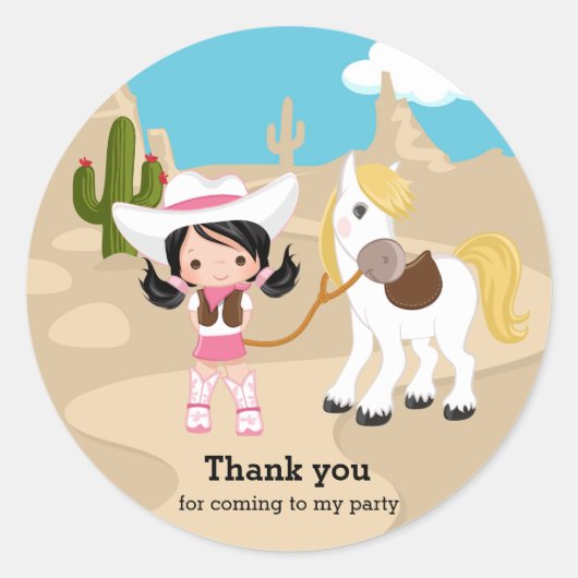 Cowgirl Ronde Sticker (Voorkant)