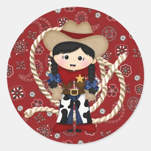 Cowgirl Ronde Sticker (Voorkant)