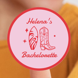 Cowgirl Rood & Roze Bachelorette Ronde Sticker