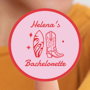 Cowgirl Rood & Roze Bachelorette Ronde Sticker