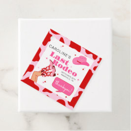 Cowgirl Rood & Roze Laatste Rodeo Bachelorette Fee Bedankjes Labels