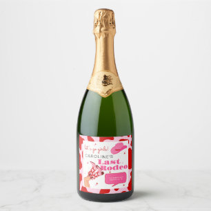 Cowgirl Rood & Roze Laatste Rodeo Bachelorette Fee Sparkling Wijnetiket